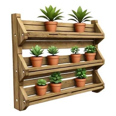 Deep slanted Plant rack made from the wood of old oak pallets  sticker