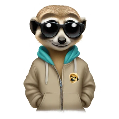 Meerkat wearing a sweatshirt and sunglasses  sticker