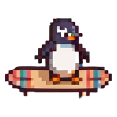 penguin surfing sticker