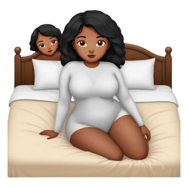 Curvy African American black  hair intimate sfw bed pose sticker