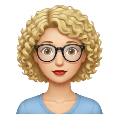 Mom with short curly blonde hair glasses sticker