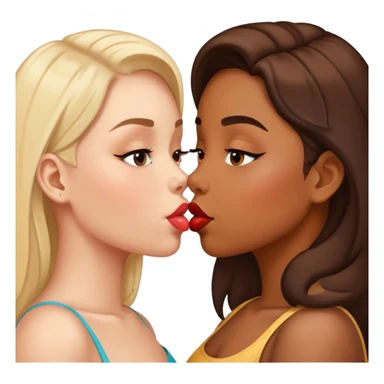 Chinese girl and brown girl kissing on the lips sticker