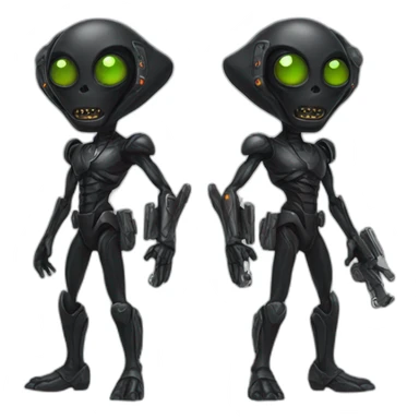 black alien with raygun sticker