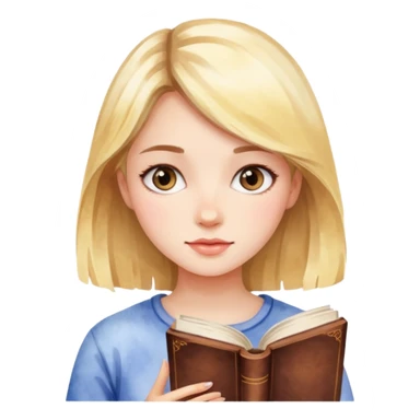 a girl in watercolor art style with book sticker