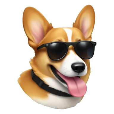 Corgi sticking out tongue and sunglasses sticker