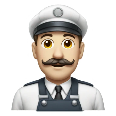 Photorealistic milkman with a mustache and a razor sticker