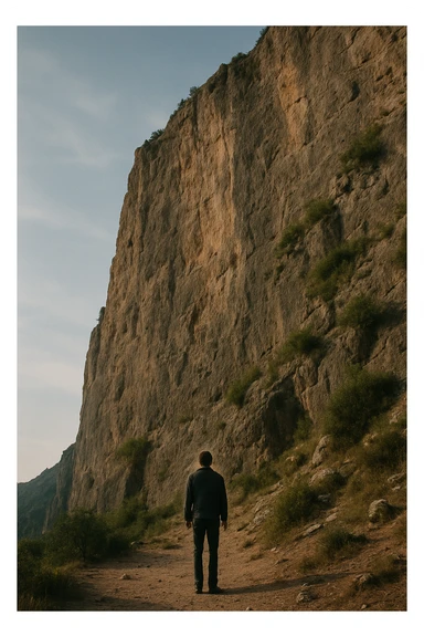 standing at the foot of the cliff sticker