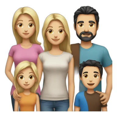 Family. I (blind girl blue eyes), dad (with black hair), mom (long blond hair) and brother with brown hair hud each other sticker