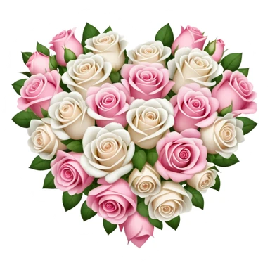 heart-shaped bouquet of pink and white roses sticker