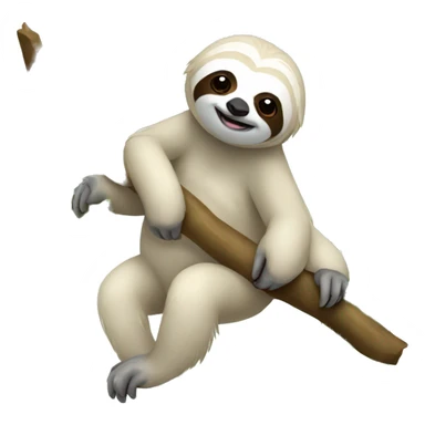 White sloth on branch sticker