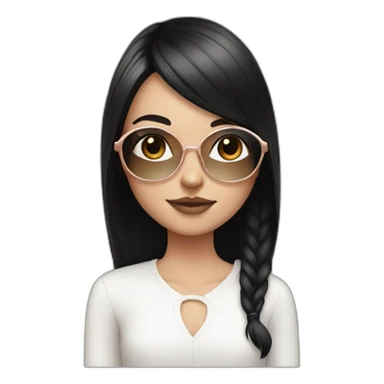 young white girl with rose gold glasses and black straight hair sticker