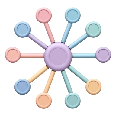 Can you create a picture for an AI LLM model router showing it as a hub connecting different LLMs? Make it pastel colored and abstract. Can you make it look more professional?
 sticker