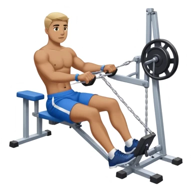 back view of man with blue shorts using seated cable-rows machine sticker