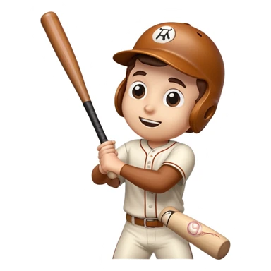 Brown wooden baseball bat with cartoon limbs and a face in mid-swing motion sticker