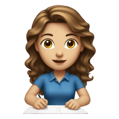 Pretty girl brown hair blue eyes on desk sticker