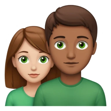 A boyfriend with light brown hair and green eyes next to his girlfriend with dark brown hair and brown eys sticker