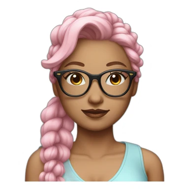 Beautiful Aesthetic Woman, glasses, light blue skirt, pink ponytail sticker