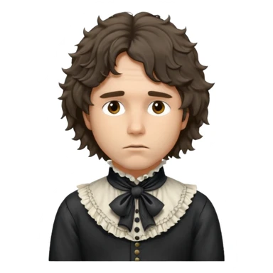 cinematic realistic ultra HD - a thoughtful, messy, shaggy Jim Morrison in a Victorian shirt with a jabot sticker