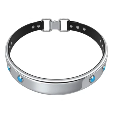 luxury fetish collar, silver chrome, smooth rounded metal, dominant erotic mood sticker