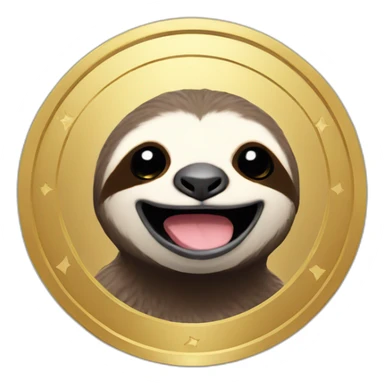 Happy space sloth with gold coin eyes sticker