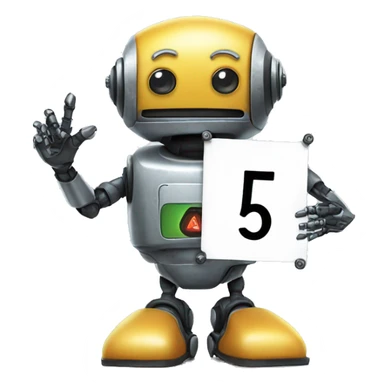 ROBOT HOLDING A SIGN WRITTEN NUMBER five sticker