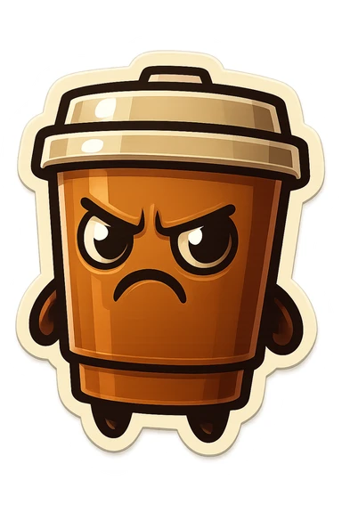 Tall coffee cup, annoyed, disturbed sticker