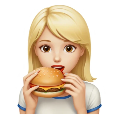 blonde girl with hamburger sticker