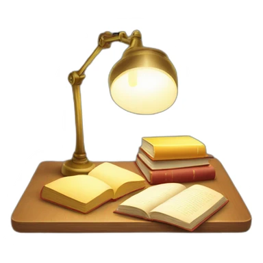 table with a book and a reading lamp sticker