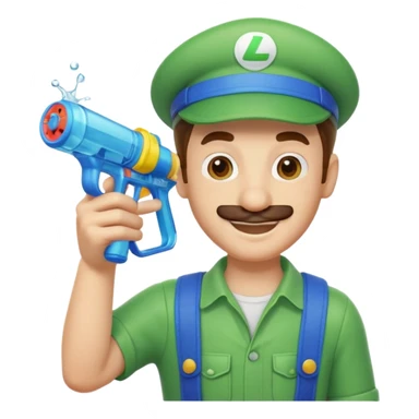 Luigi with a water gun sticker
