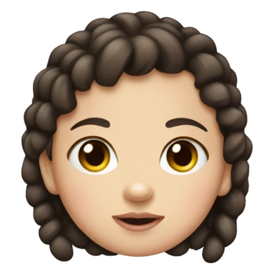 White little brown-eyed baby with dark hair, two pigtails, plump lips sticker