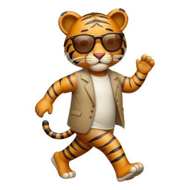 anthropomorphised tiger in casual dress wearing sunglasses walking upright sticker