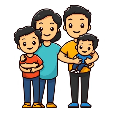 happy white family of three - dad mom and son sticker