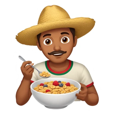 Mexican man with cereal sticker