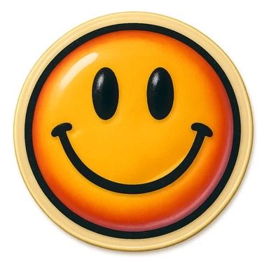 A smiley face sticker in retro stickers style, with a vintage design and a retro vibe sticker