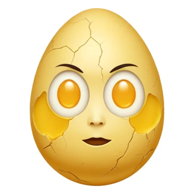 yellow egg with moon face sticker