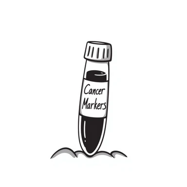 Blood test tube labeled for cancer markers, laboratory specimen for oncology testing sticker