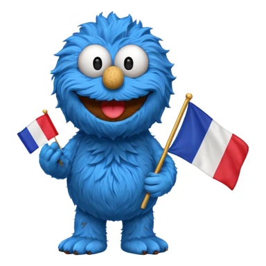 cookie monster with french flag sticker