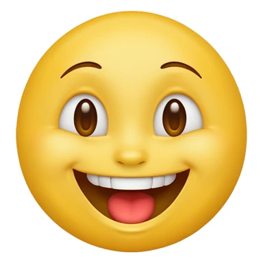 laughing emoji, yellow face, wide open mouth, smiling eyes, simple, apple style sticker