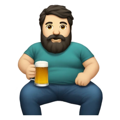 Dark hair beard man drinking beer on couch chubby sticker