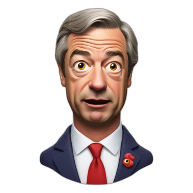 nigel farage with red face sticker