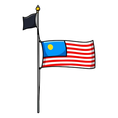 A colorful flag fluttering on a tall flagpole sticker