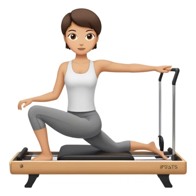 brunette in short, doing reformer pilates sticker