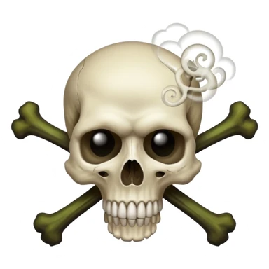 a poisonous cloud of gas, dark swamp color, with an image of a skull and two crossed bones behind the skull sticker
