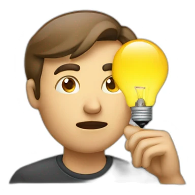 man thinking with bulb sticker