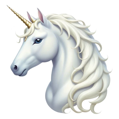Beautiful and Majestic White Unicorn Portrait Emoji, Head and body exuding serene brilliance with a luminous, flowing mane and a gracefully spiraled horn, eyes gently closed in peaceful reverie, Simplified yet exquisitely enchanting features, highly detailed, glowing with a soft, celestial light, high shine, serene and utterly majestic, stylized with an air of timeless fantasy, soft glowing outline, capturing the essence of a beautiful and majestic white unicorn that embodies the pure magic of legend! sticker