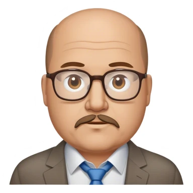 55 year old chubby brown haired balding man business casual with glasses and goatee sticker