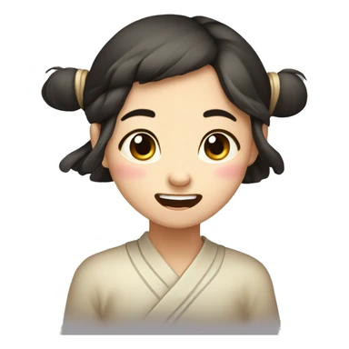 Flat illustration,A lovely ancient Chinese girl， laughing, smiling, angry, pouting, crying, excited, shy, crying, rolling eyes, aggrieved, speechless, impatient,   sticker
