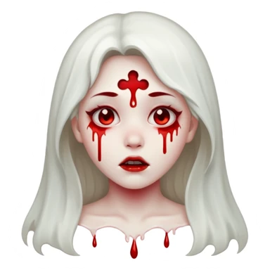 ghost girl face with blood tears sticker