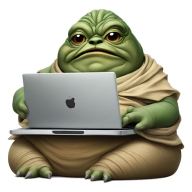 Jabba the Hutt from Star Wars with a laptop sticker