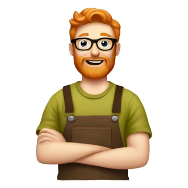 ginger hipster man with beard and glasses working as a woodworker sticker